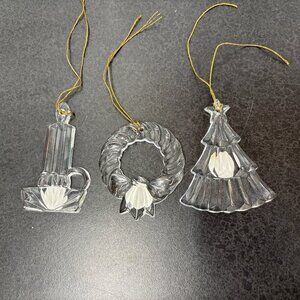Princess House Lead Crystal Wreath, Christmas Tree  & Candle Stick Set Of 3 #729